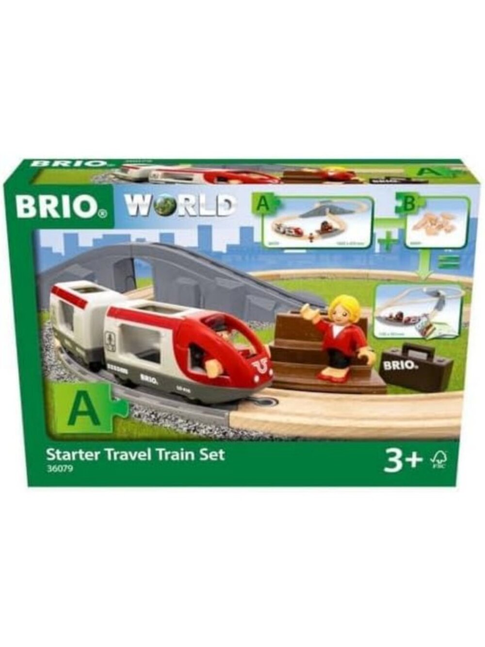 Wooden Toy Train Set - 22-Piece Travel Train & Expansion Pack for Kids Fun